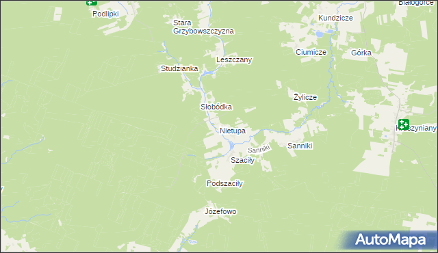 mapa Nietupa, Nietupa na mapie Targeo