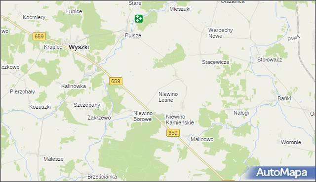 mapa Niewino Leśne, Niewino Leśne na mapie Targeo