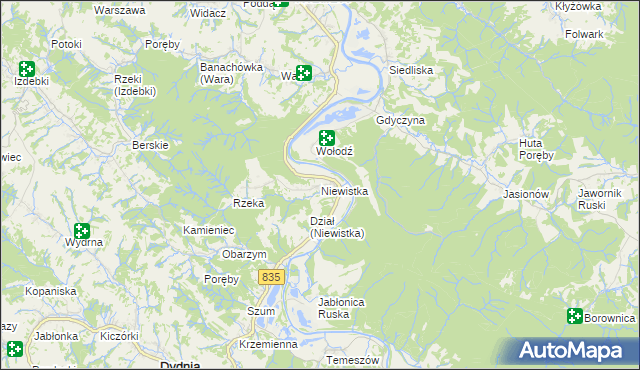 mapa Niewistka, Niewistka na mapie Targeo