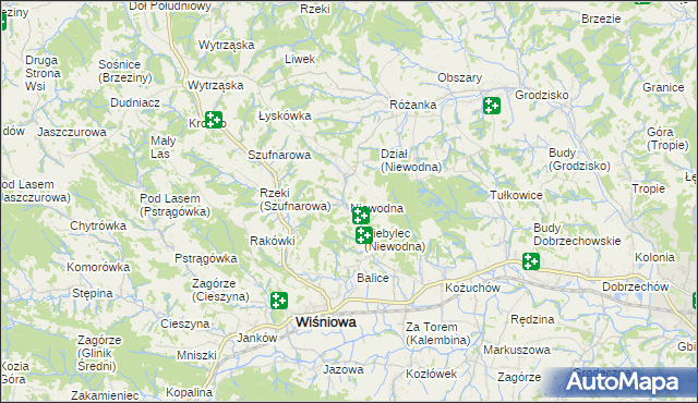 mapa Niewodna, Niewodna na mapie Targeo