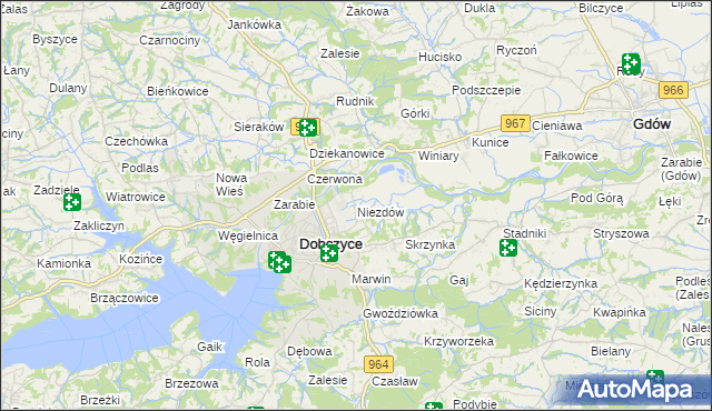 mapa Niezdów gmina Dobczyce, Niezdów gmina Dobczyce na mapie Targeo