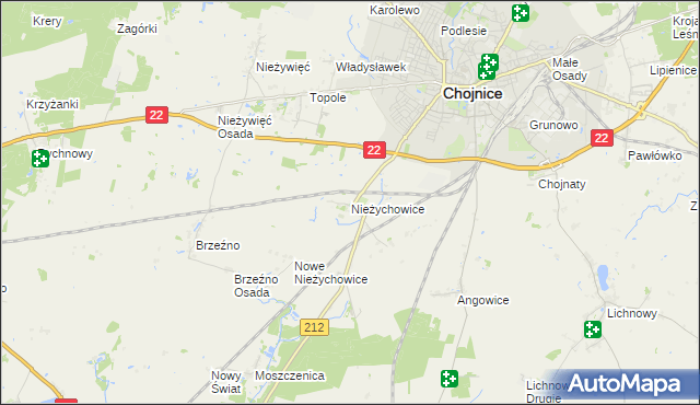 mapa Nieżychowice, Nieżychowice na mapie Targeo