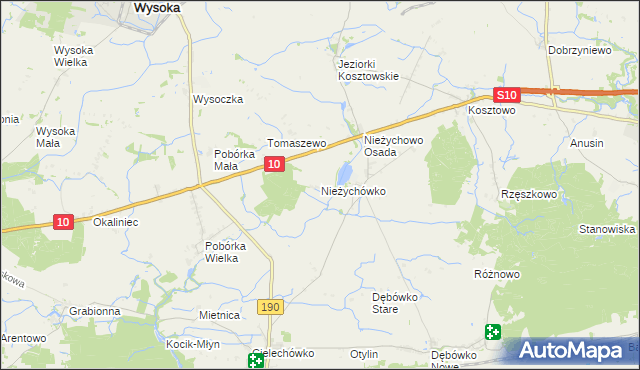 mapa Nieżychówko, Nieżychówko na mapie Targeo