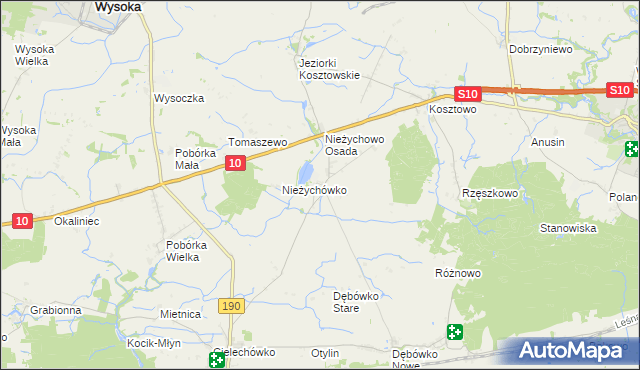 mapa Nieżychowo, Nieżychowo na mapie Targeo