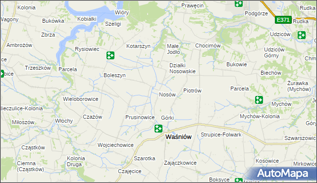 mapa Nosów gmina Waśniów, Nosów gmina Waśniów na mapie Targeo