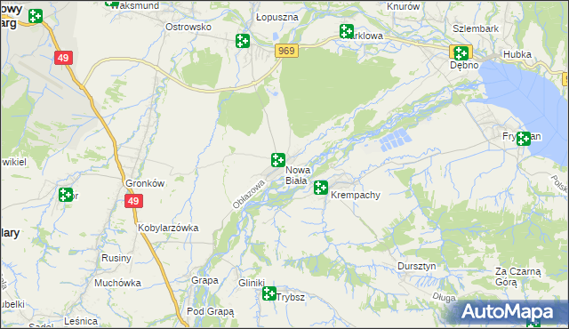 mapa Nowa Biała gmina Nowy Targ, Nowa Biała gmina Nowy Targ na mapie Targeo