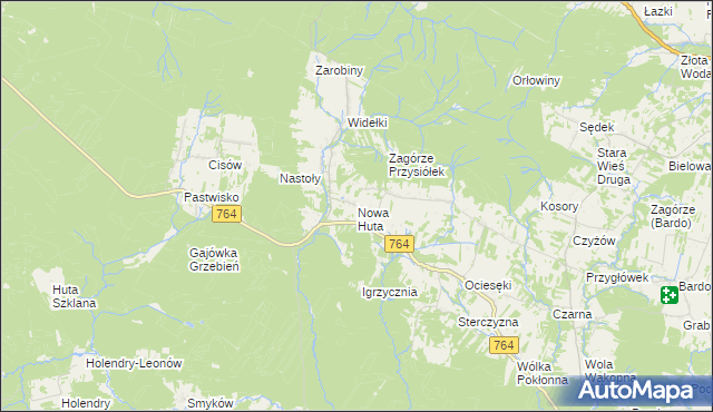 mapa Nowa Huta gmina Raków, Nowa Huta gmina Raków na mapie Targeo