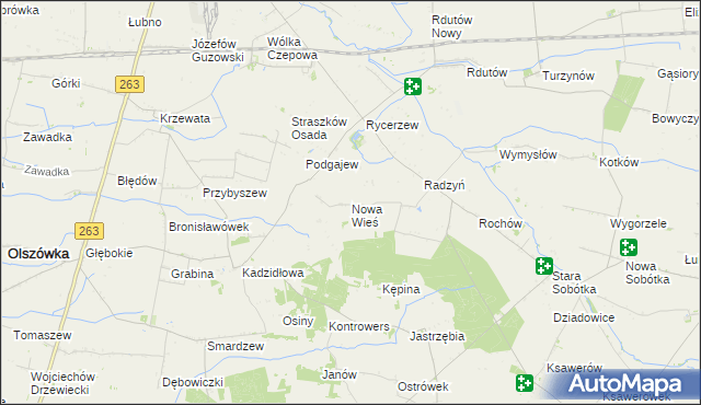 mapa Nowa Wieś gmina Grabów, Nowa Wieś gmina Grabów na mapie Targeo