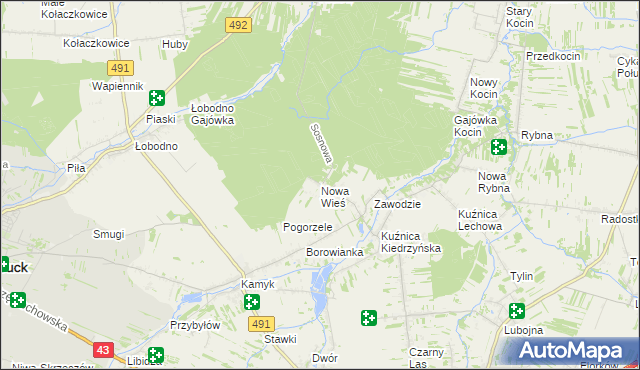 mapa Nowa Wieś gmina Kłobuck, Nowa Wieś gmina Kłobuck na mapie Targeo