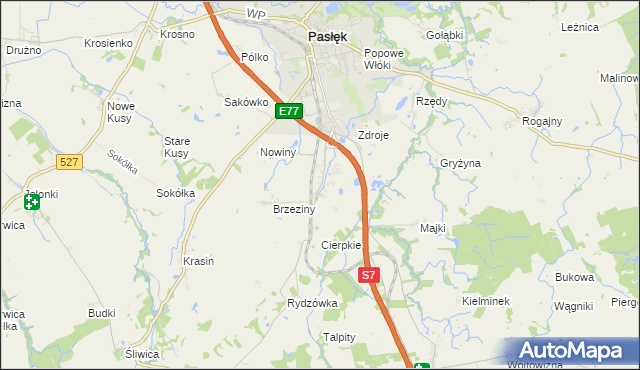 mapa Nowa Wieś gmina Pasłęk, Nowa Wieś gmina Pasłęk na mapie Targeo