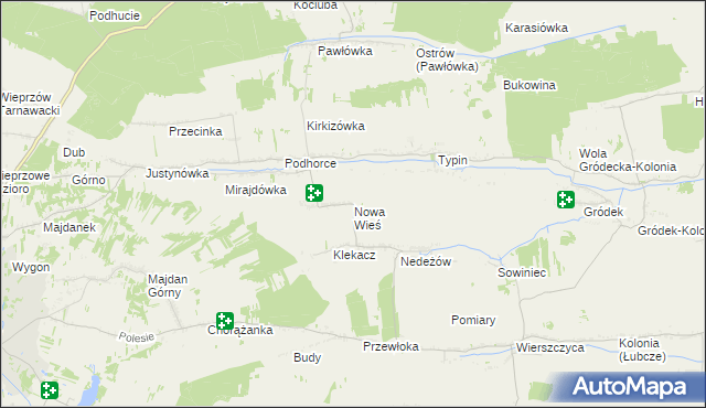 mapa Nowa Wieś gmina Tomaszów Lubelski, Nowa Wieś gmina Tomaszów Lubelski na mapie Targeo