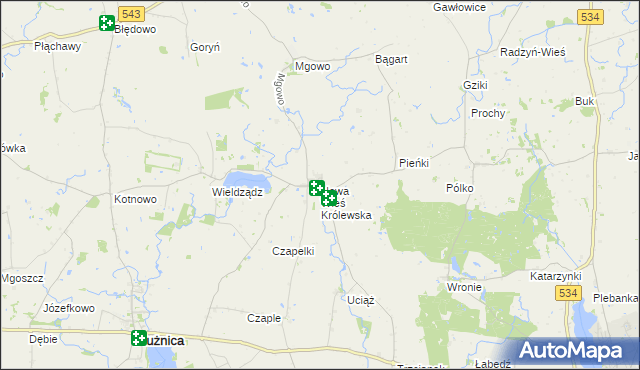 mapa Nowa Wieś Królewska gmina Płużnica, Nowa Wieś Królewska gmina Płużnica na mapie Targeo