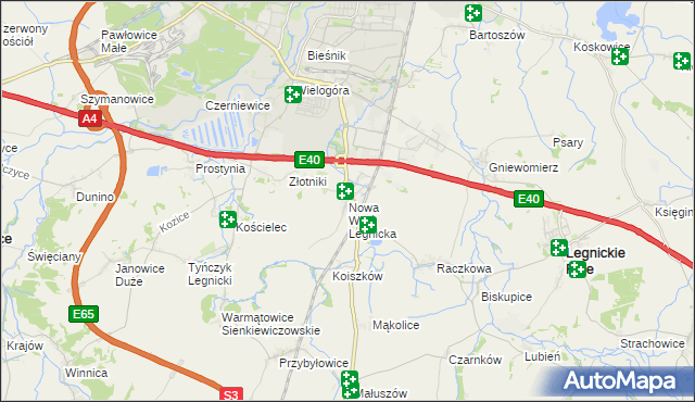 mapa Nowa Wieś Legnicka, Nowa Wieś Legnicka na mapie Targeo