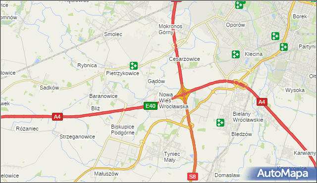 mapa Nowa Wieś Wrocławska, Nowa Wieś Wrocławska na mapie Targeo