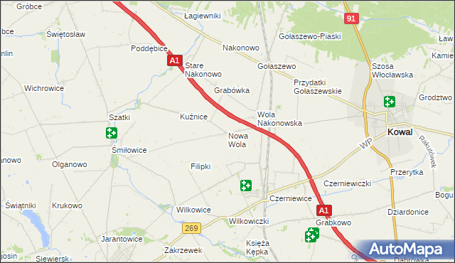 mapa Nowa Wola gmina Choceń, Nowa Wola gmina Choceń na mapie Targeo