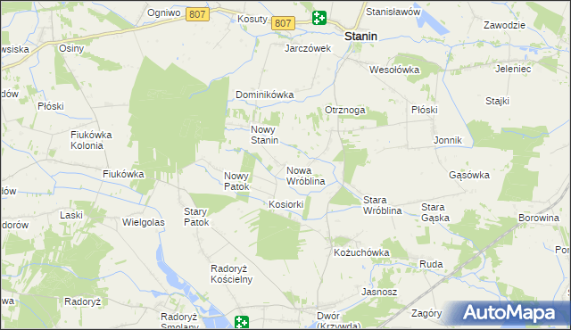 mapa Nowa Wróblina, Nowa Wróblina na mapie Targeo