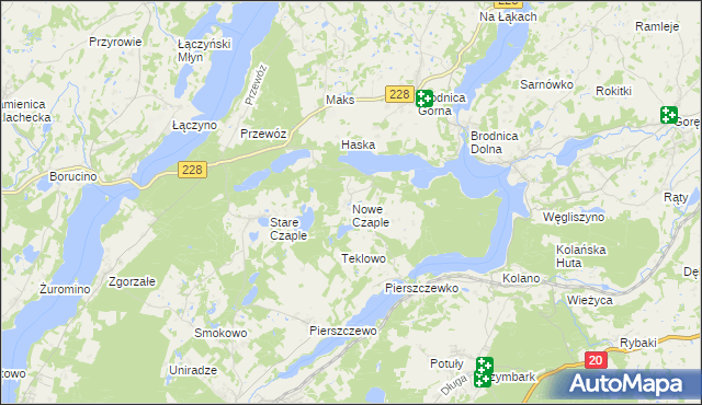 mapa Nowe Czaple gmina Stężyca, Nowe Czaple gmina Stężyca na mapie Targeo