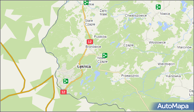 mapa Nowe Czaple gmina Trzebiel, Nowe Czaple gmina Trzebiel na mapie Targeo