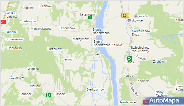 mapa Nowe gmina Ożarów, Nowe gmina Ożarów na mapie Targeo