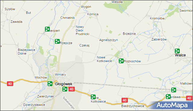 mapa Nowe Kotkowice, Nowe Kotkowice na mapie Targeo