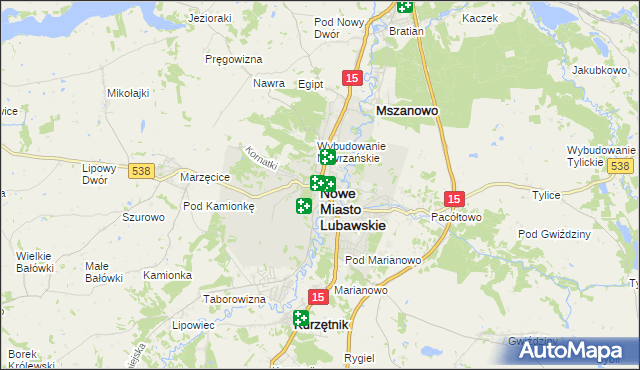 mapa Nowe Miasto Lubawskie, Nowe Miasto Lubawskie na mapie Targeo