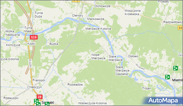 mapa Nowe Mierzwice, Nowe Mierzwice na mapie Targeo