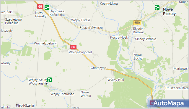 mapa Nowe Zalesie gmina Szepietowo, Nowe Zalesie gmina Szepietowo na mapie Targeo