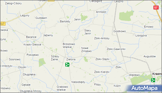 mapa Nowe Żmijewo, Nowe Żmijewo na mapie Targeo