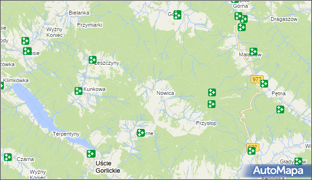 mapa Nowica gmina Uście Gorlickie, Nowica gmina Uście Gorlickie na mapie Targeo