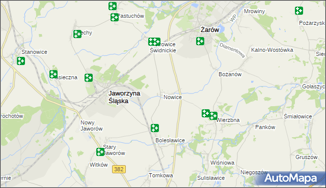 mapa Nowice gmina Jaworzyna Śląska, Nowice gmina Jaworzyna Śląska na mapie Targeo