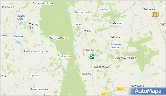 mapa Nowinka gmina Sidra, Nowinka gmina Sidra na mapie Targeo