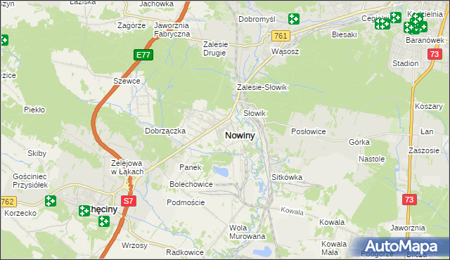 mapa Nowiny gmina Sitkówka-Nowiny, Nowiny gmina Sitkówka-Nowiny na mapie Targeo