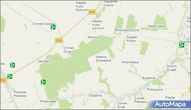 mapa Nowiny Żukowskie, Nowiny Żukowskie na mapie Targeo