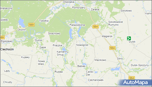 mapa Nowogród gmina Golub-Dobrzyń, Nowogród gmina Golub-Dobrzyń na mapie Targeo