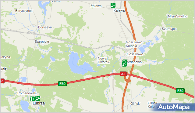 mapa Nowy Dworek gmina Świebodzin, Nowy Dworek gmina Świebodzin na mapie Targeo