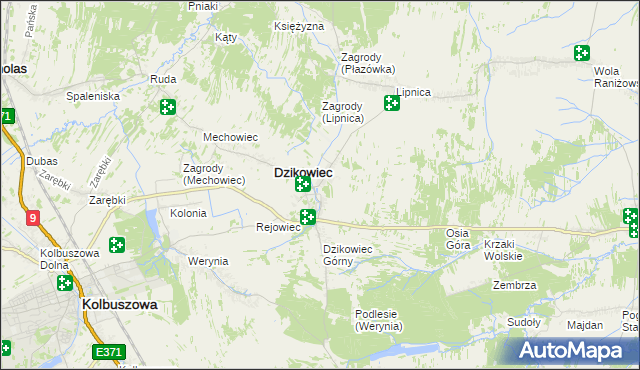 mapa Nowy Dzikowiec, Nowy Dzikowiec na mapie Targeo