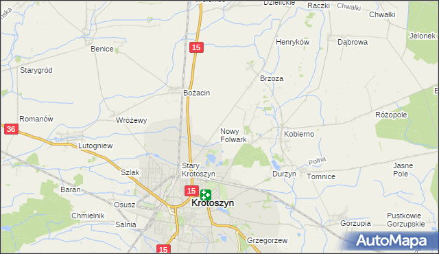 mapa Nowy Folwark gmina Krotoszyn, Nowy Folwark gmina Krotoszyn na mapie Targeo