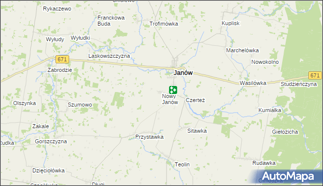 mapa Nowy Janów gmina Janów, Nowy Janów gmina Janów na mapie Targeo