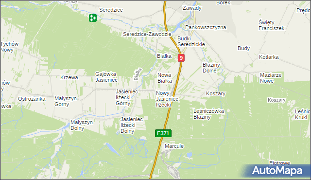 mapa Nowy Jasieniec Iłżecki, Nowy Jasieniec Iłżecki na mapie Targeo