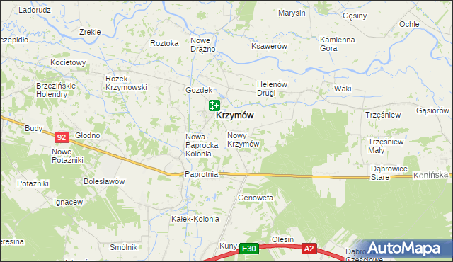 mapa Nowy Krzymów, Nowy Krzymów na mapie Targeo