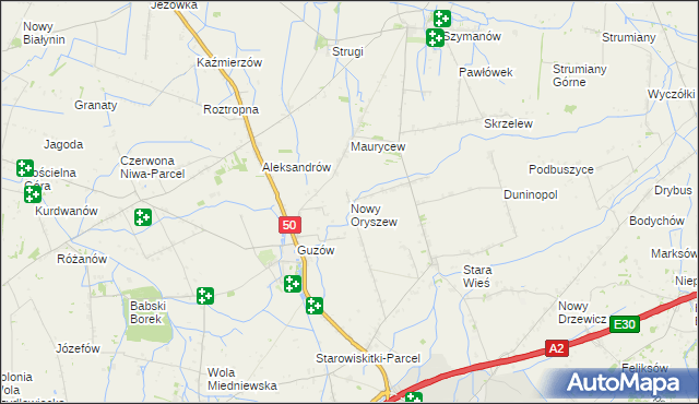 mapa Nowy Oryszew, Nowy Oryszew na mapie Targeo