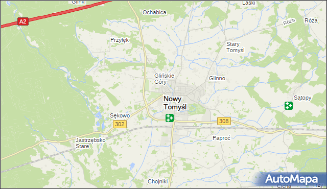 mapa Nowy Tomyśl, Nowy Tomyśl na mapie Targeo