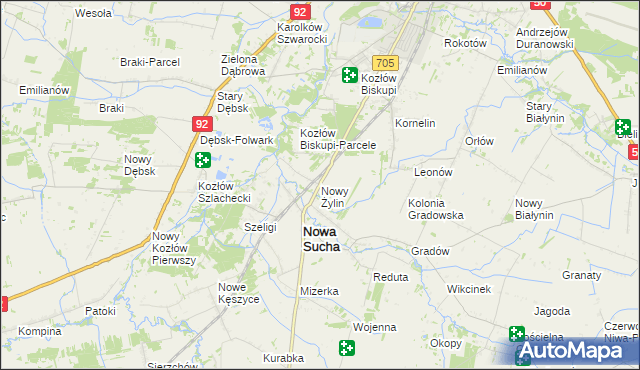 mapa Nowy Żylin, Nowy Żylin na mapie Targeo