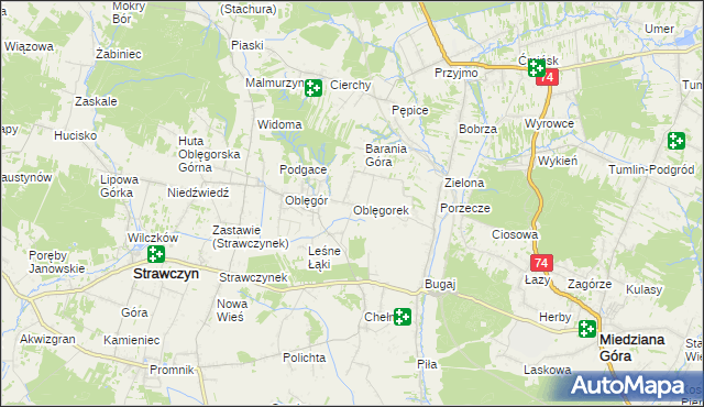 mapa Oblęgorek, Oblęgorek na mapie Targeo