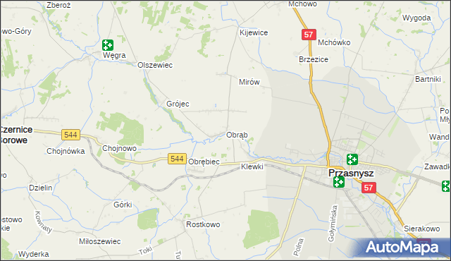 mapa Obrąb gmina Przasnysz, Obrąb gmina Przasnysz na mapie Targeo