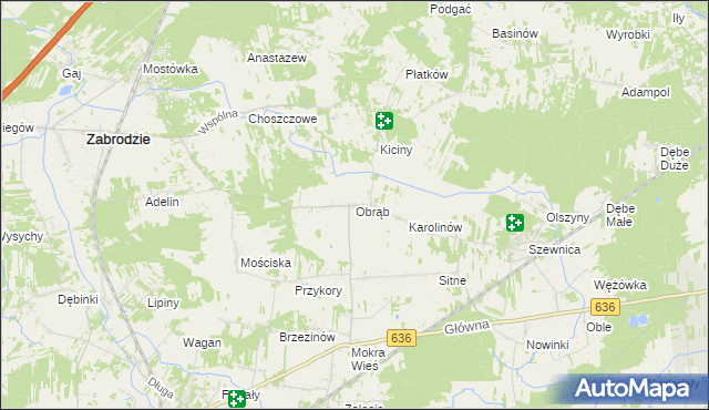 mapa Obrąb gmina Zabrodzie, Obrąb gmina Zabrodzie na mapie Targeo