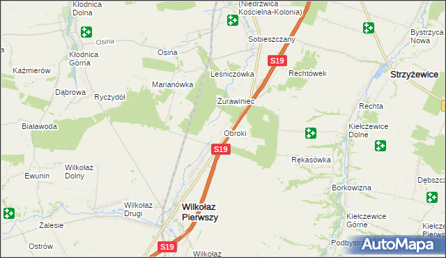 mapa Obroki, Obroki na mapie Targeo