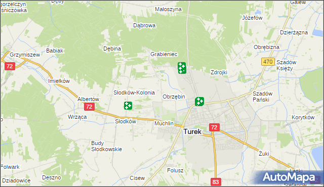 mapa Obrzębin, Obrzębin na mapie Targeo