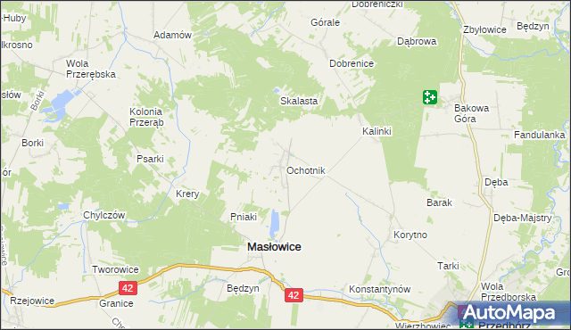 mapa Ochotnik, Ochotnik na mapie Targeo