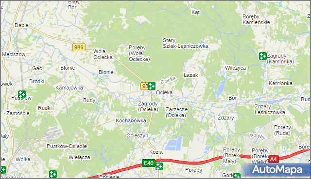 mapa Ocieka, Ocieka na mapie Targeo